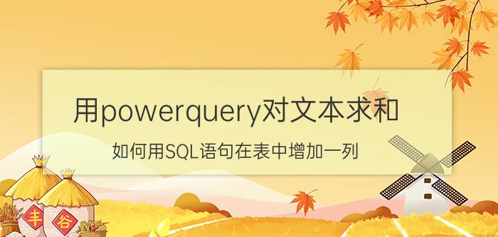 用powerquery对文本求和 如何用SQL语句在表中增加一列？